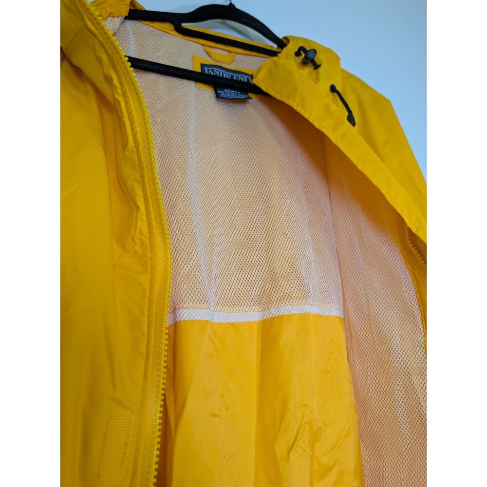 Lands' End Men's XL Yellow Rain Jacket Hooded Waterproof Windbreaker Utility - Picture 12 of 14